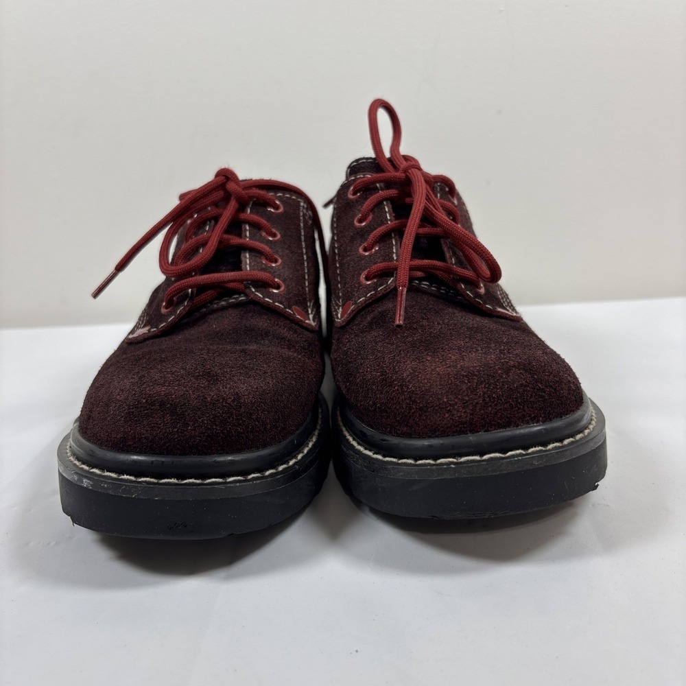 Vintage Arizona Womens 8M Retro 90s Y2K Oxford Burgundy Suede Shoes Chunky RARE - Picture 2 of 11